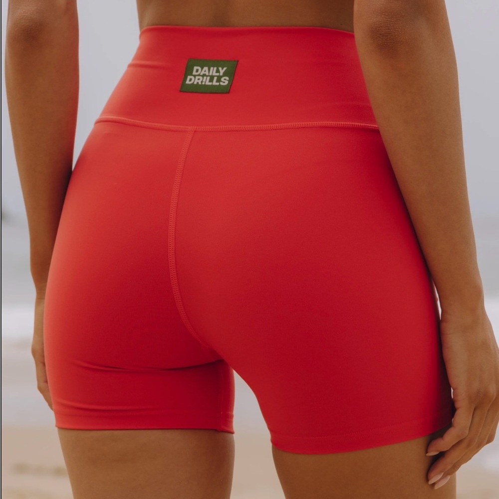 SOLD Daily Drills Red Tight Activewear Shorts Size S - Picture 1 of 7
